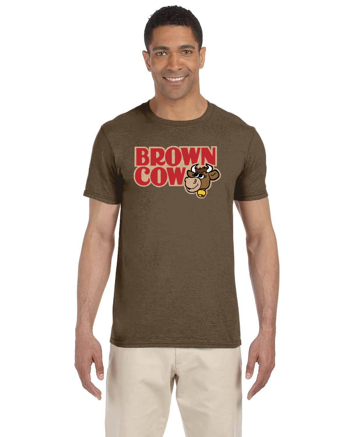 Brown Cow Chocolate Syrup Distressed Logo Canadian Nostalgia T-Shirt