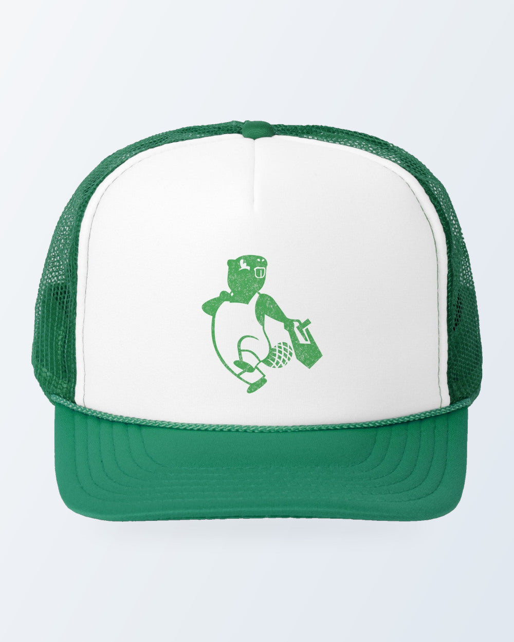 Joe Beaver Canadian Nostalgia Trucker Cap Green Logo Distressed