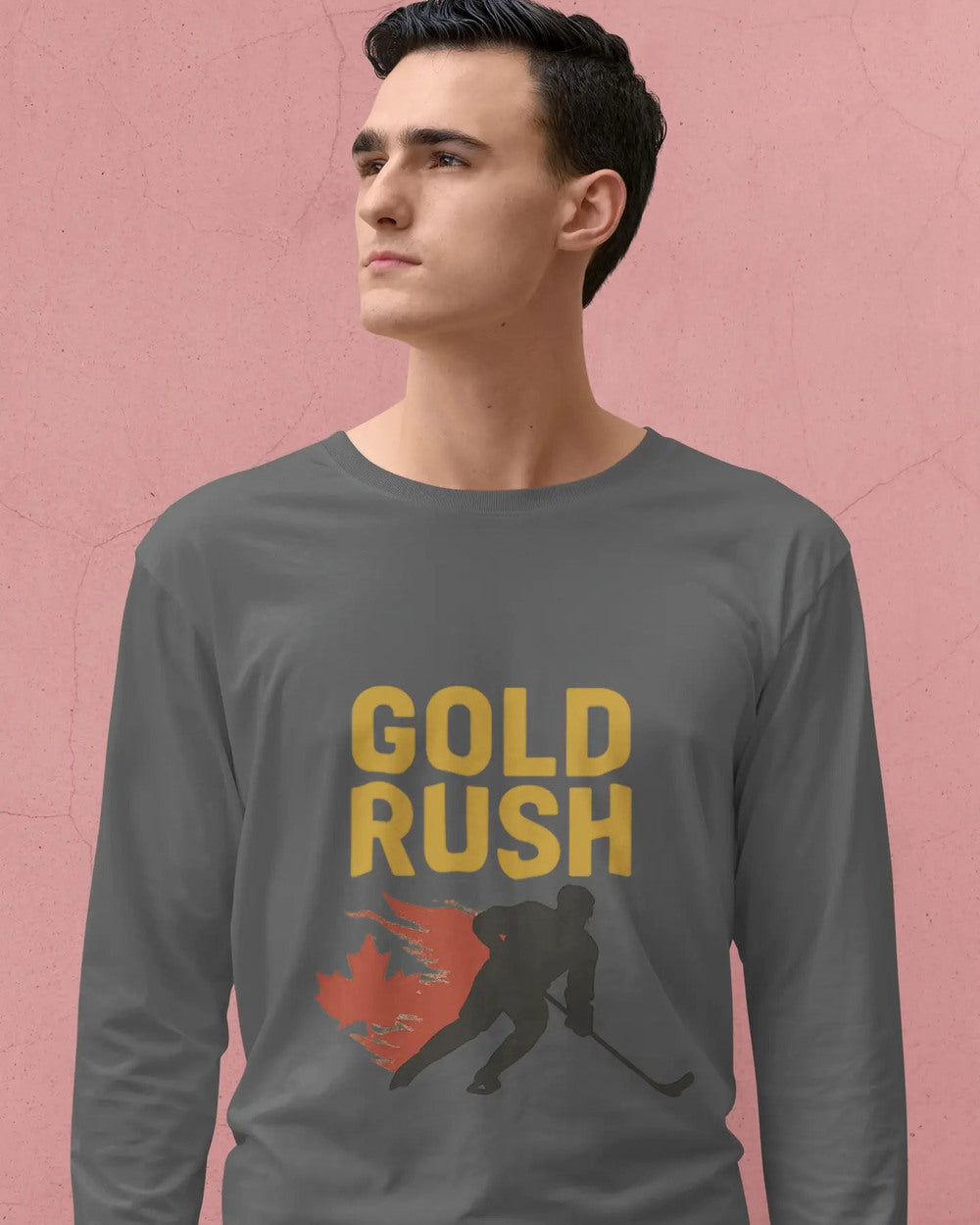 Gold Rush Hockey Unisex Long Sleeve Shirt – Canada Olympic Gold – Maple Stick Hockey
