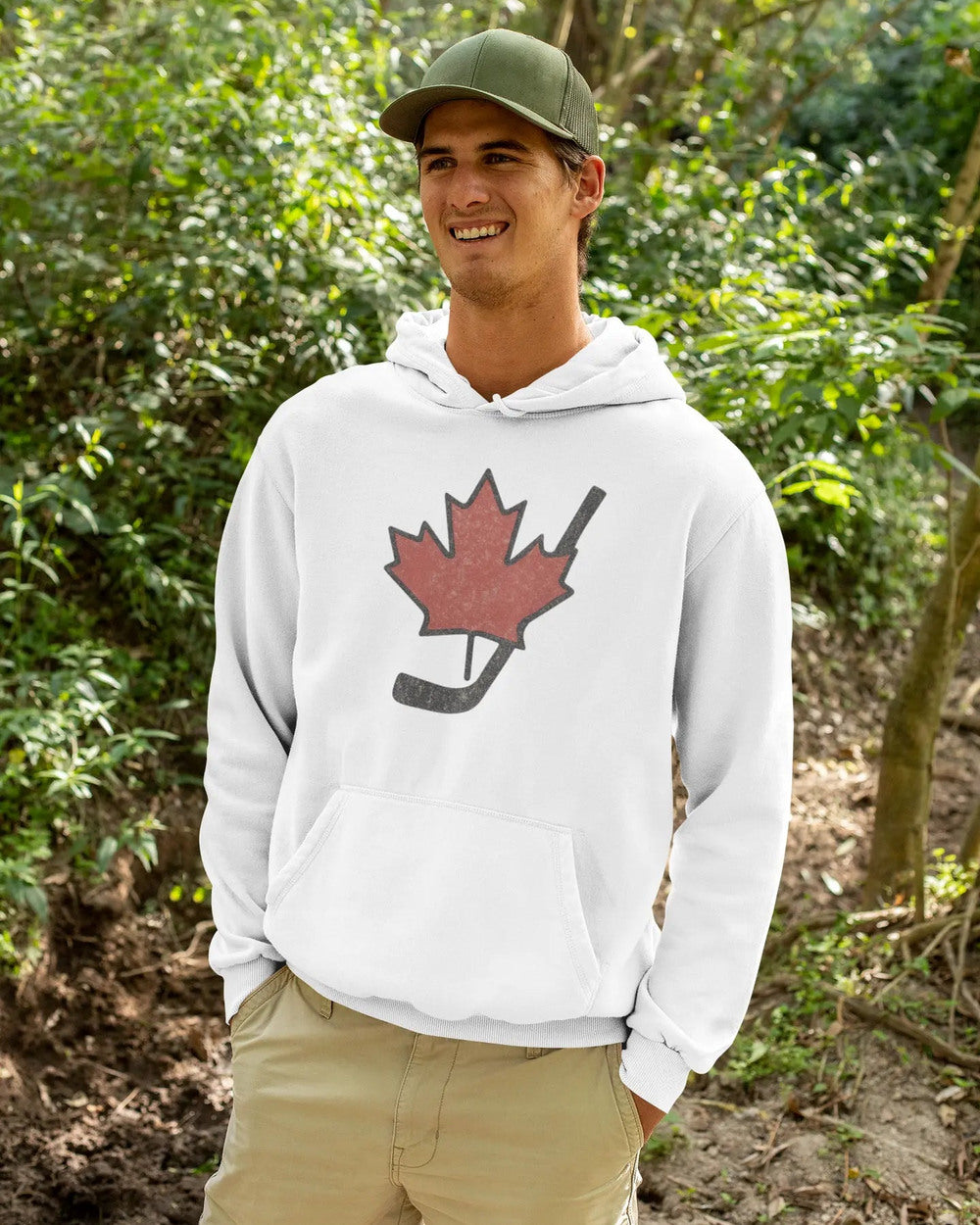 Vintage Maple Leaf Hockey Stick Hoodie