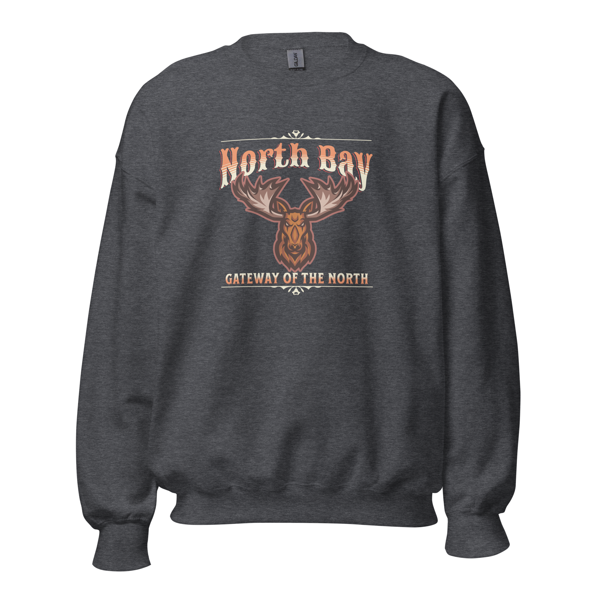 Canadian City Sweatshirt, North Bay, Ontario, Moose Design, Gateway of the North, Men's Sweatshirt M1