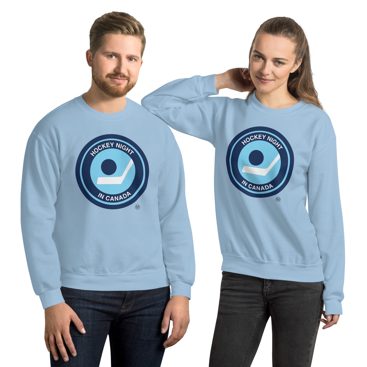 Hockey Night In Canada Retro Logo, Hockey Sweatshirt, HNIC Sweatshirt - Licensed CBC Apparel, Light Blue Unisex