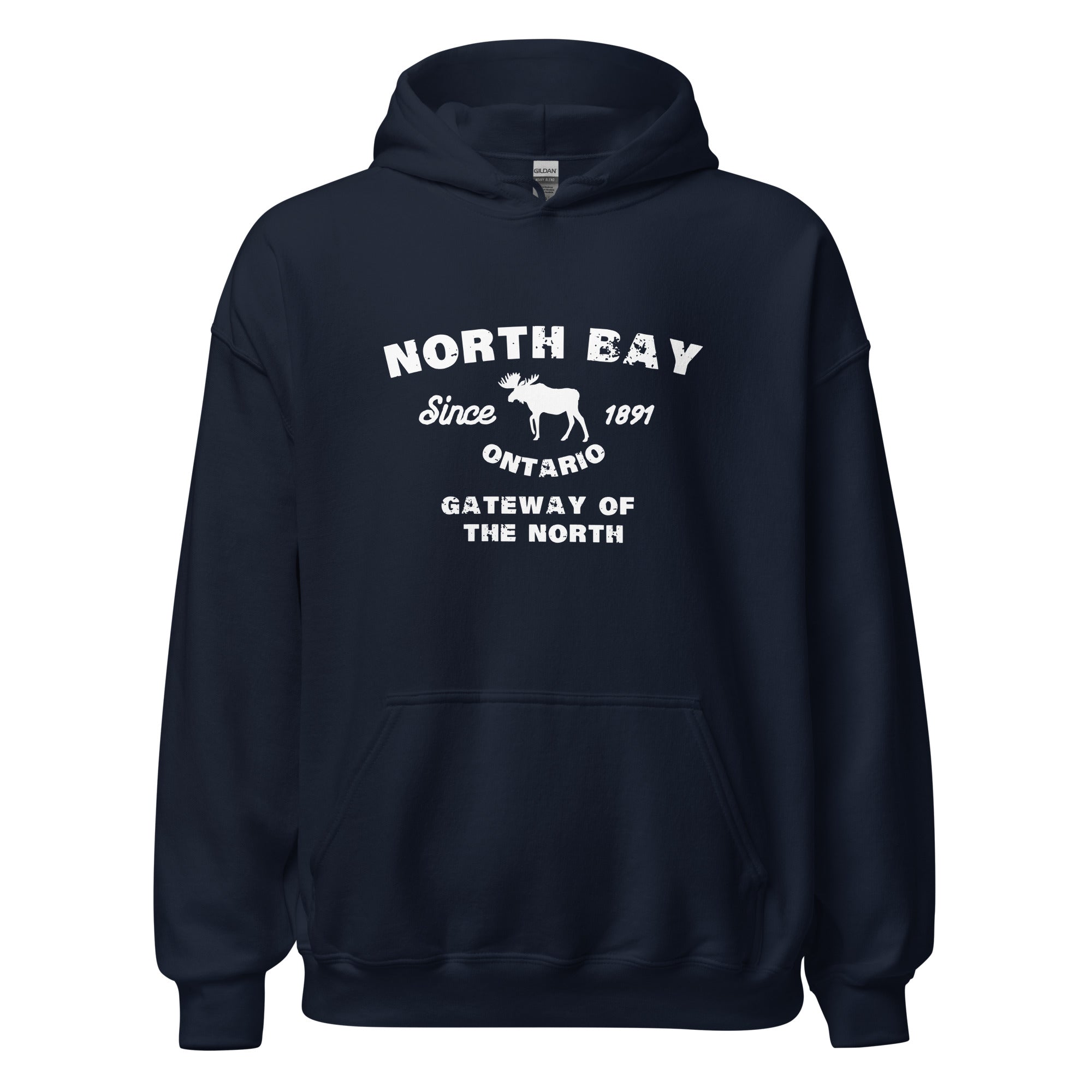 Canadian City Hoodie, North Bay, Ontario, Moose Design, Gateway of the North, Men's Hoodie