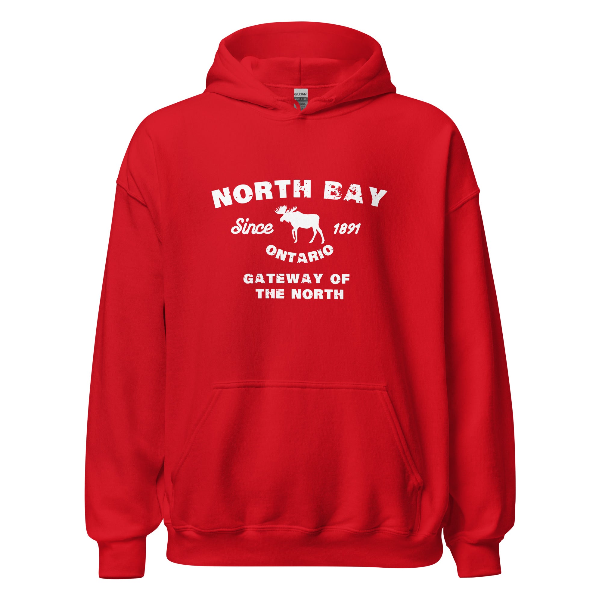 Canadian City Hoodie, North Bay, Ontario, Moose Design, Gateway of the North, Men's Hoodie