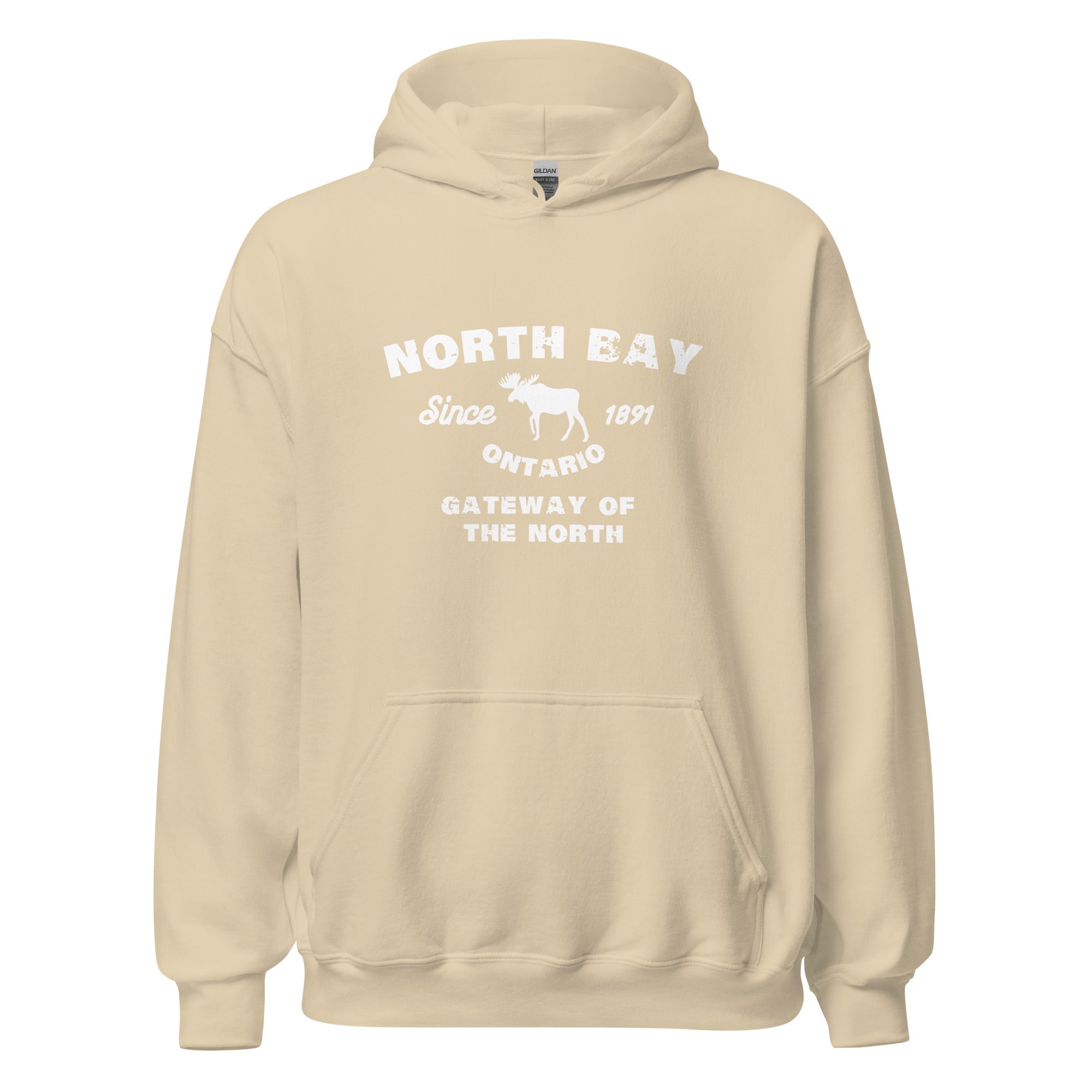 Canadian City Hoodie, North Bay, Ontario, Moose Design, Gateway of the North, Men's Hoodie